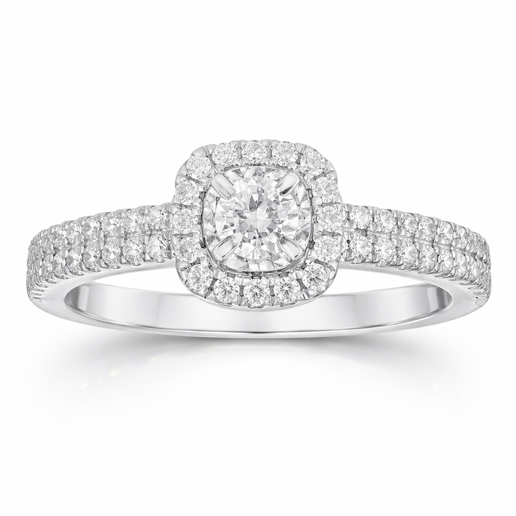 1/2ctw Diamond Halo Promise Forever Engagement Ring