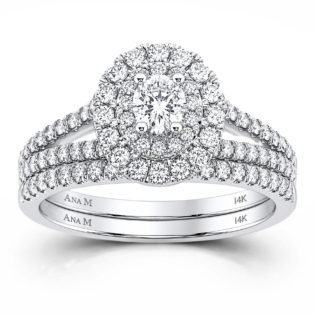 Ana M 1ctw Certified Diamond Double Halo Bridal Set