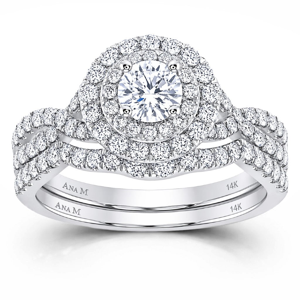 Ana M 1ctw Certified Diamond Double Halo Bridal Set