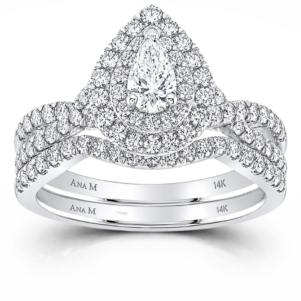 Ana M 1ctw Certified Diamond Double Halo Bridal Set