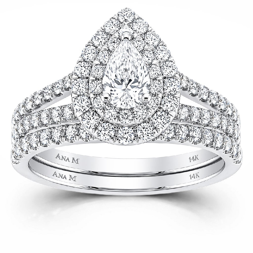 Ana M 1ctw Certified Diamond Halo Bridal Set