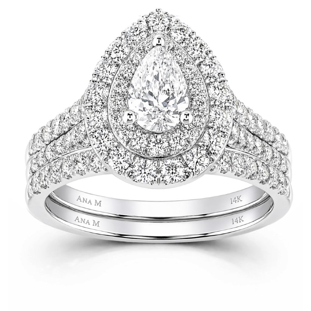 Ana M 1.50ctw Certified Diamond Double Halo Bridal Set