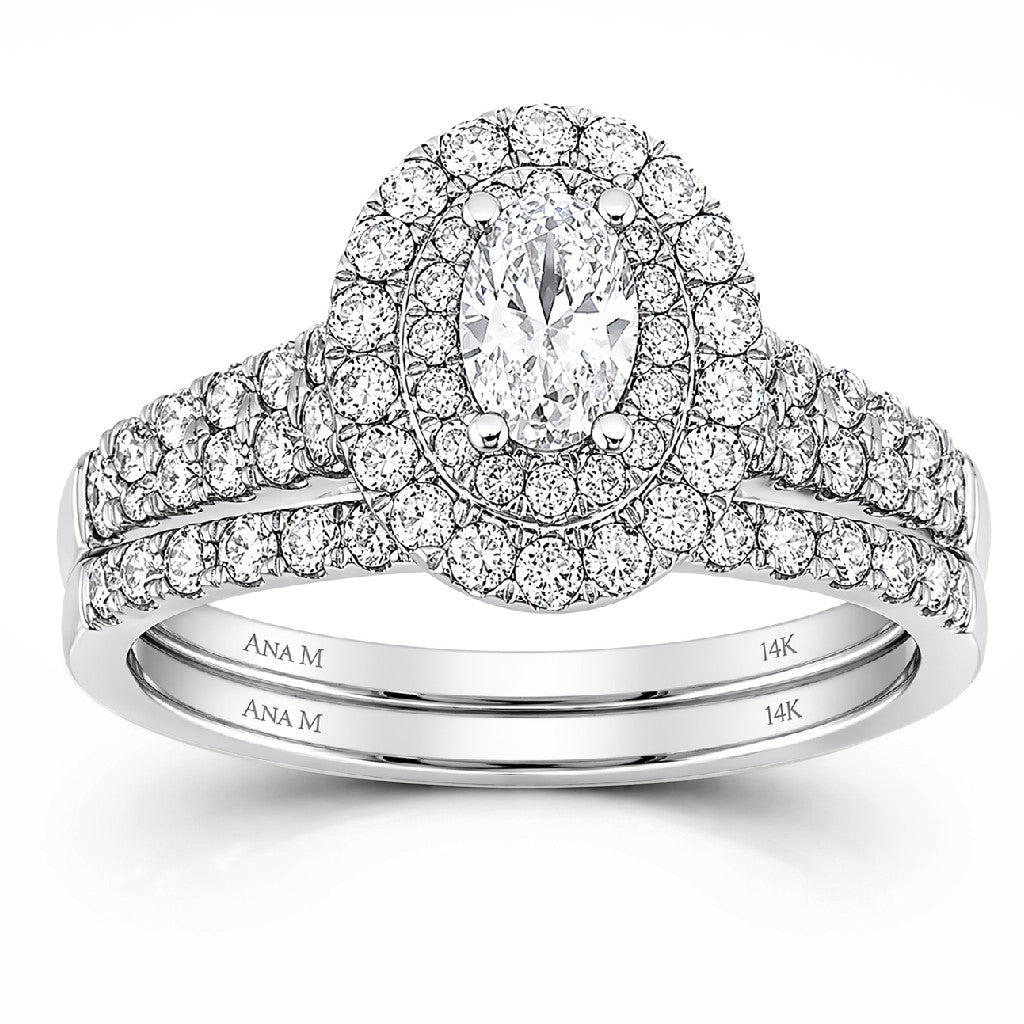 Ana M 1ctw Certified Diamond Double Halo Bridal Set