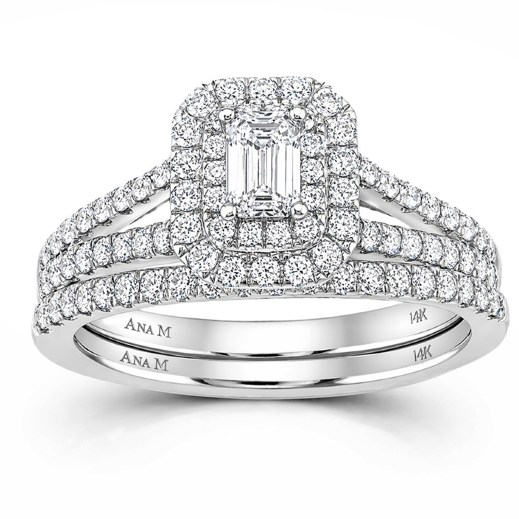 Ana M 1ctw Certified Diamond Double Halo Bridal Set