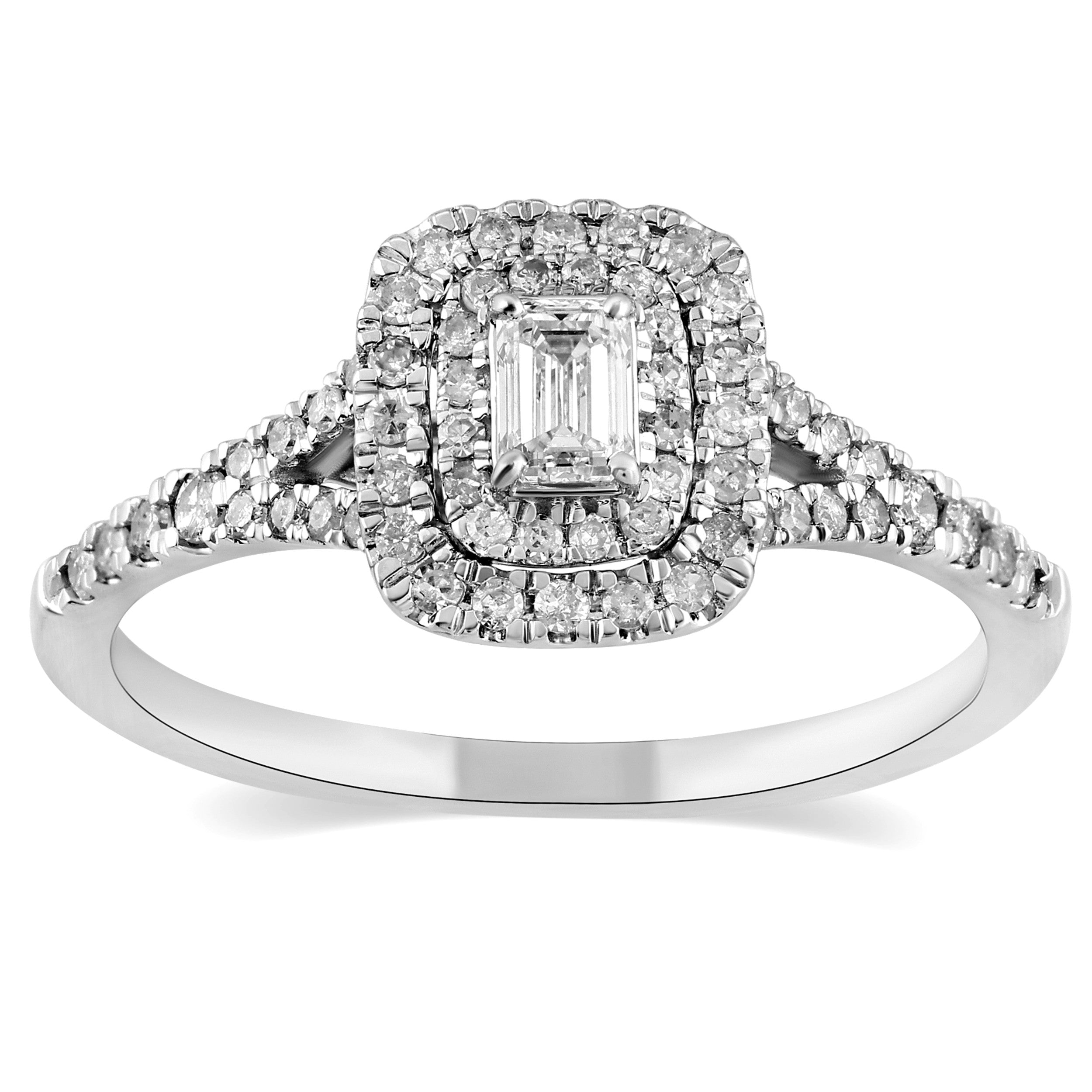 1/2ctw Diamond Double Halo Engagement Ring