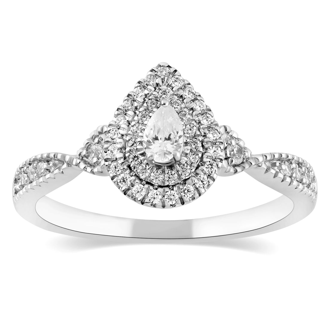 1/3ctw Diamond Pear Halo Engagement Ring