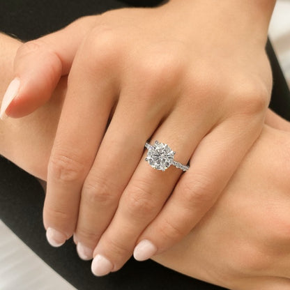 3-3/8ctw Certified Lab Grown Diamond Hidden Halo Engagement Ring