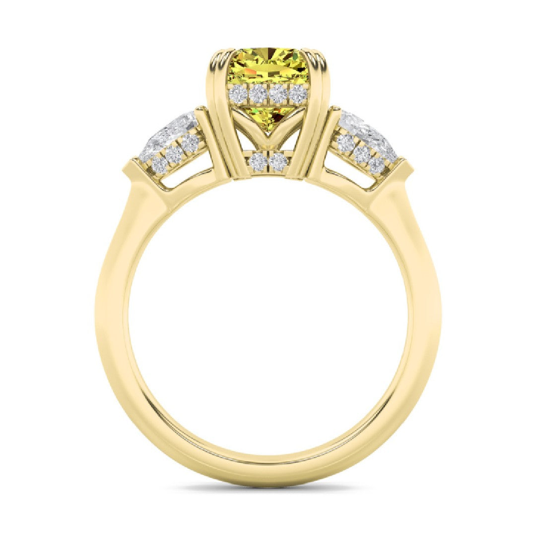 2-7/8ctw Certified Yellow Lab Grown Diamond Hidden Halo Engagement Ring