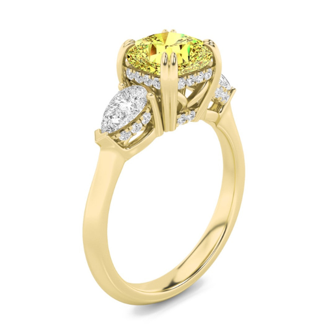 2-7/8ctw Certified Yellow Lab Grown Diamond Hidden Halo Engagement Ring