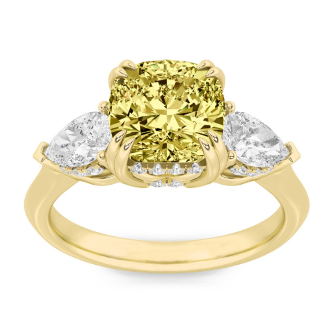 2-7/8ctw Certified Yellow Lab Grown Diamond Hidden Halo Engagement Ring
