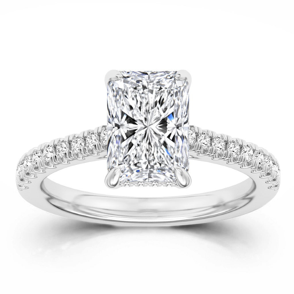 100 Facets Certified 3.34ctw Lab Grown Diamond Hidden Halo Engagement Ring