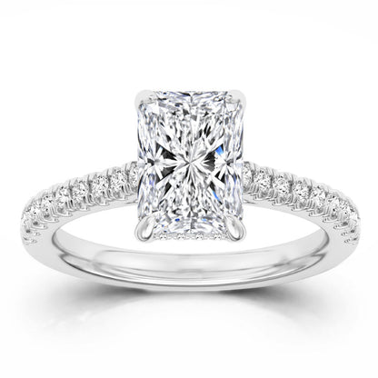 100 Facets Certified 3.34ctw Lab Grown Diamond Hidden Halo Engagement Ring