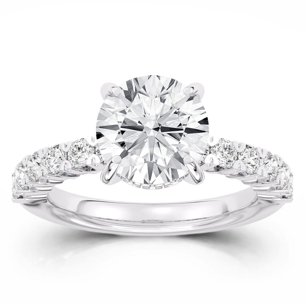 100 Facets Certified 4ctw Lab Grown Diamond Hidden Halo Engagement Ring