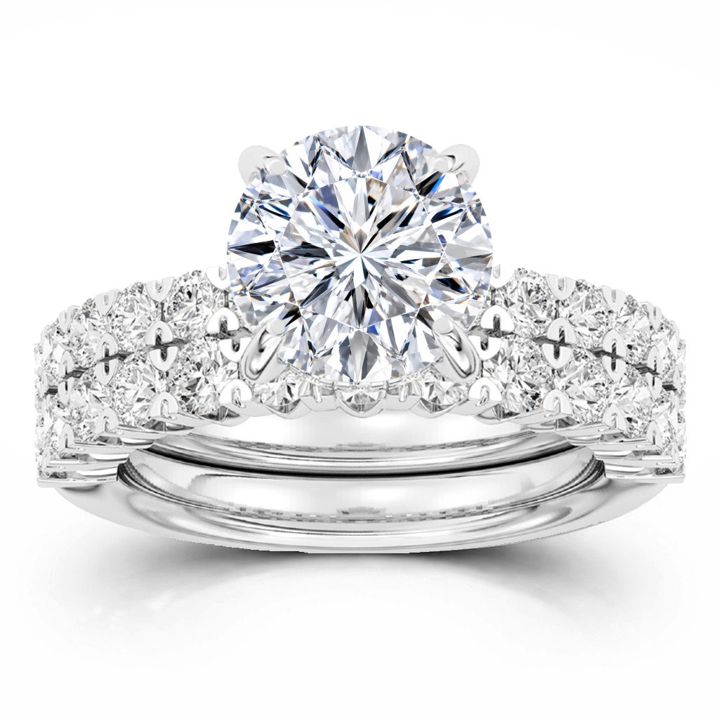 100 Facets Certified 4ctw Lab Grown Diamond Hidden Halo Engagement Ring