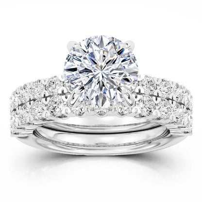 100 Facets Certified 4ctw Lab Grown Diamond Hidden Halo Engagement Ring