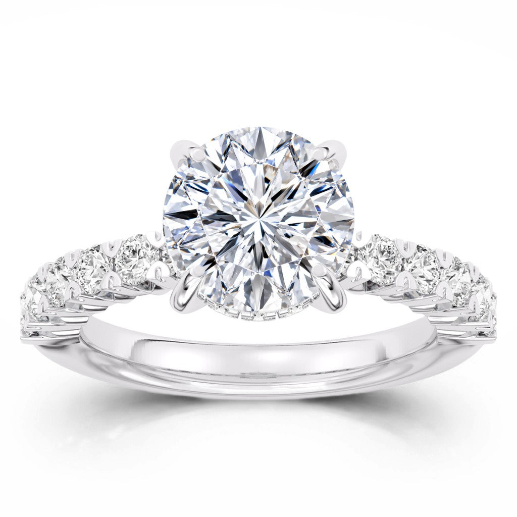 100 Facets Certified 4ctw Lab Grown Diamond Hidden Halo Engagement Ring