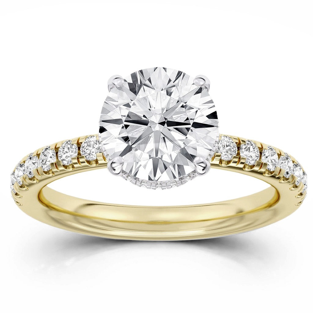 100 Facets 2.64ctw Certified Lab Grown Diamond Hidden Halo Engagement Ring