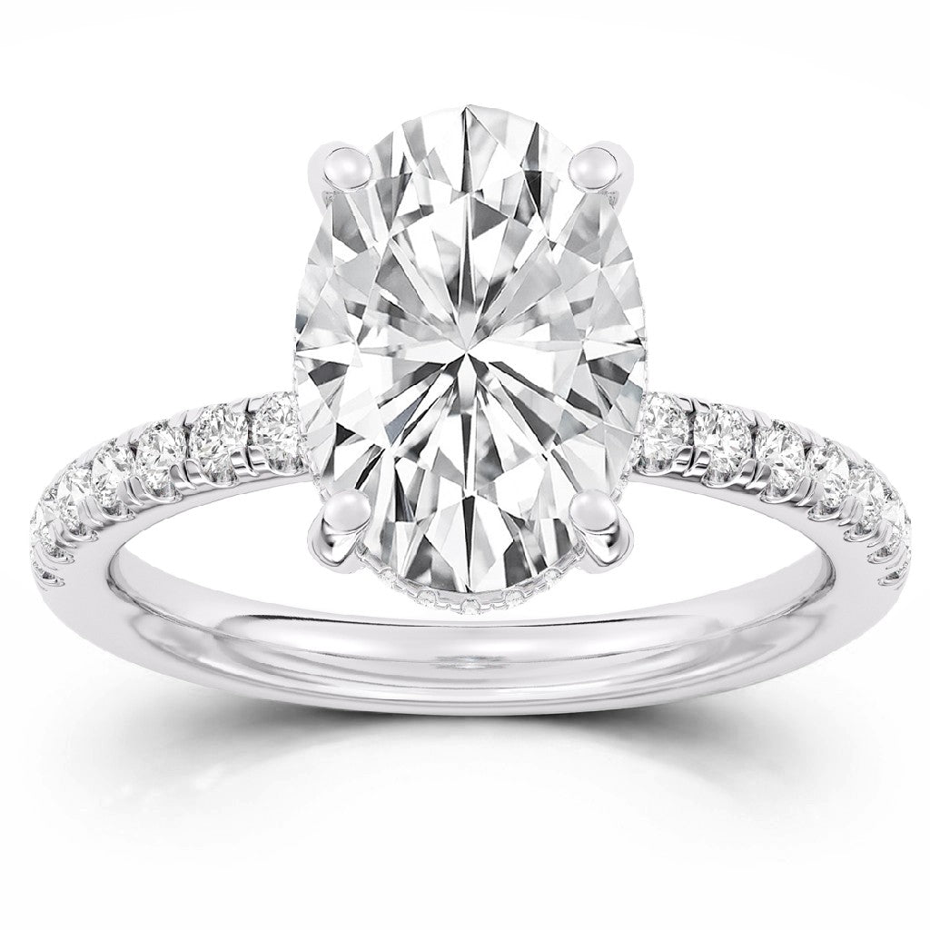 100 Facets 3.58ctw Certified Lab Grown Diamond Hidden Halo Engagement Ring