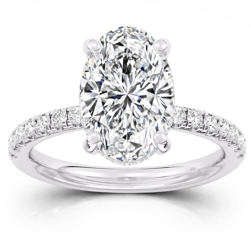 100 Facets 3.58ctw Certified Lab Grown Diamond Hidden Halo Engagement Ring