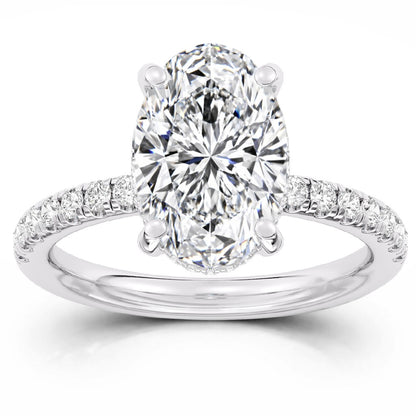 100 Facets 3.58ctw Certified Lab Grown Diamond Hidden Halo Engagement Ring