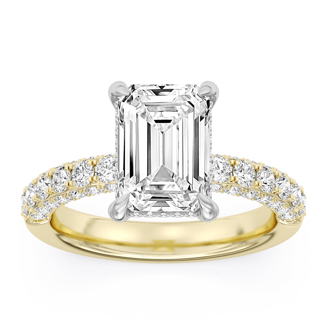 100 Facets 3.96ctw Certified Lab Grown Diamond Hidden Halo Engagement Ring