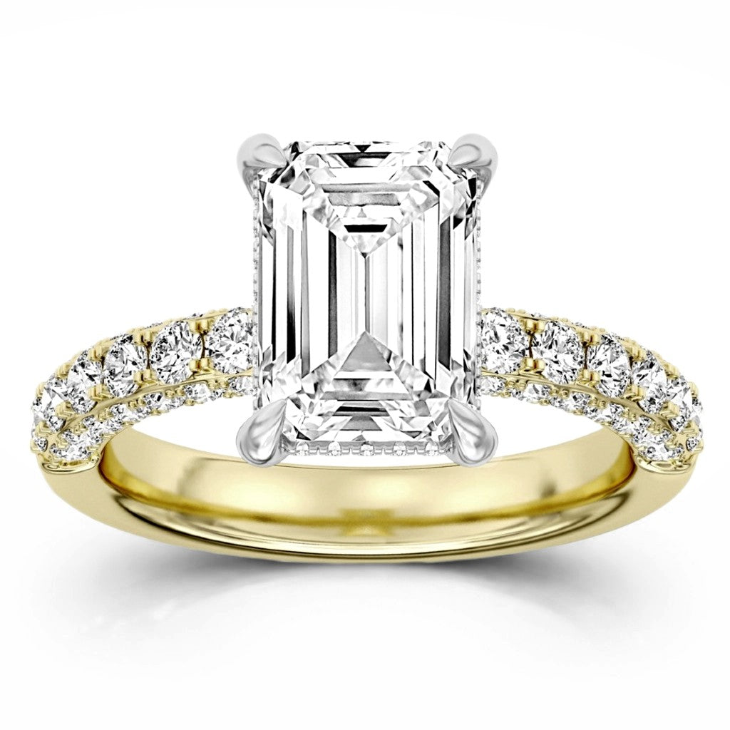 100 Facets 3.96ctw Certified Lab Grown Diamond Hidden Halo Engagement Ring