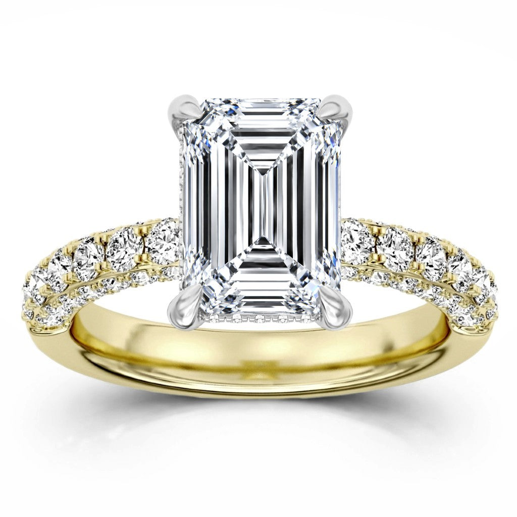 100 Facets 3.96ctw Certified Lab Grown Diamond Hidden Halo Engagement Ring