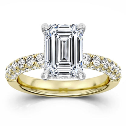 100 Facets 3.96ctw Certified Lab Grown Diamond Hidden Halo Engagement Ring