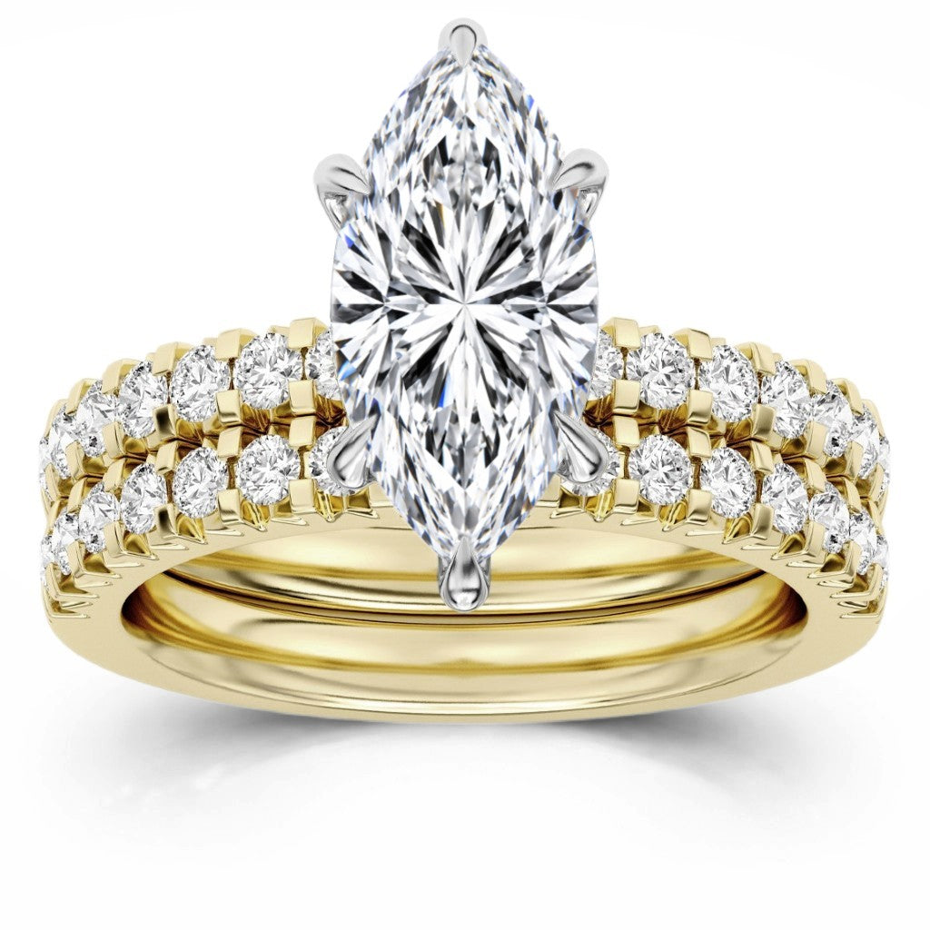 100 Facets 3.19ctw Certified Lab Grown Diamond Hidden Halo Engagement Ring