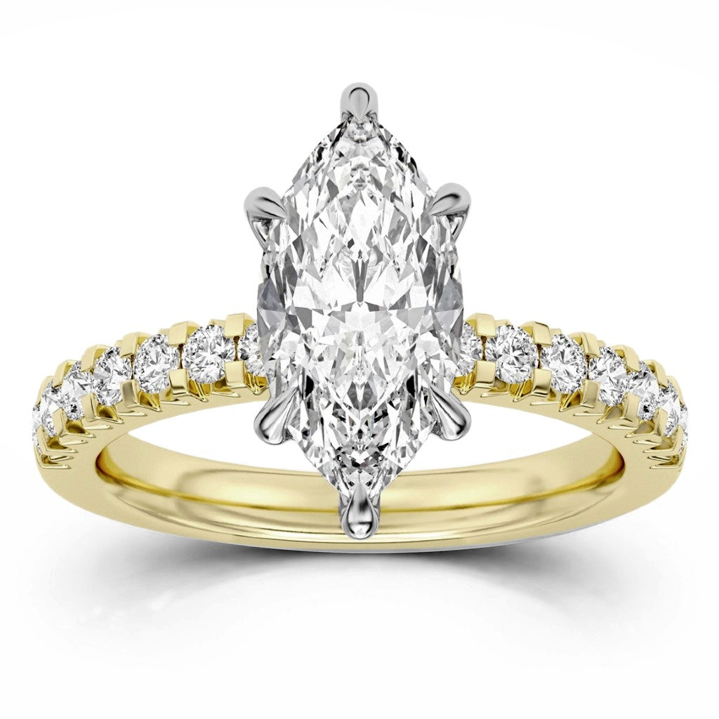 100 Facets 3.19ctw Certified Lab Grown Diamond Hidden Halo Engagement Ring