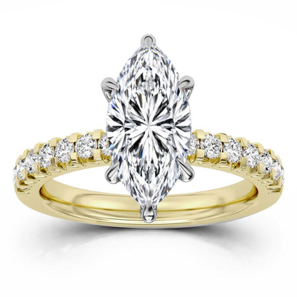 100 Facets 3.19ctw Certified Lab Grown Diamond Hidden Halo Engagement Ring