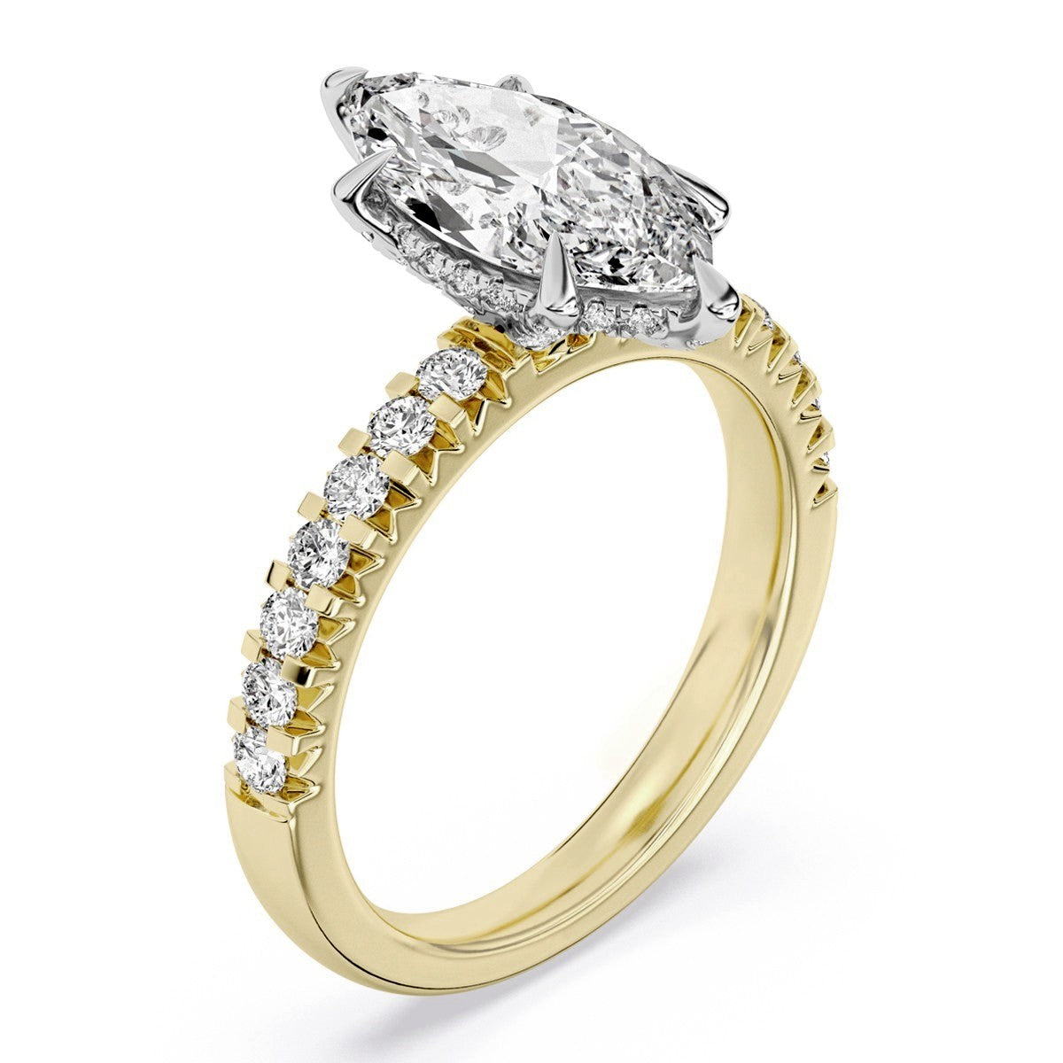 100 Facets 3.19ctw Certified Lab Grown Diamond Hidden Halo Engagement Ring