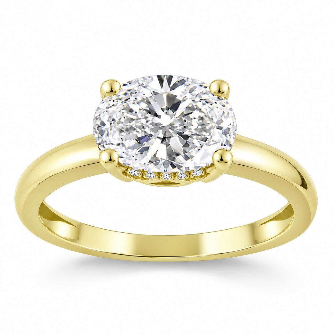 1.55ctw Lab Grown Diamond East West Hidden Halo Engagement Ring