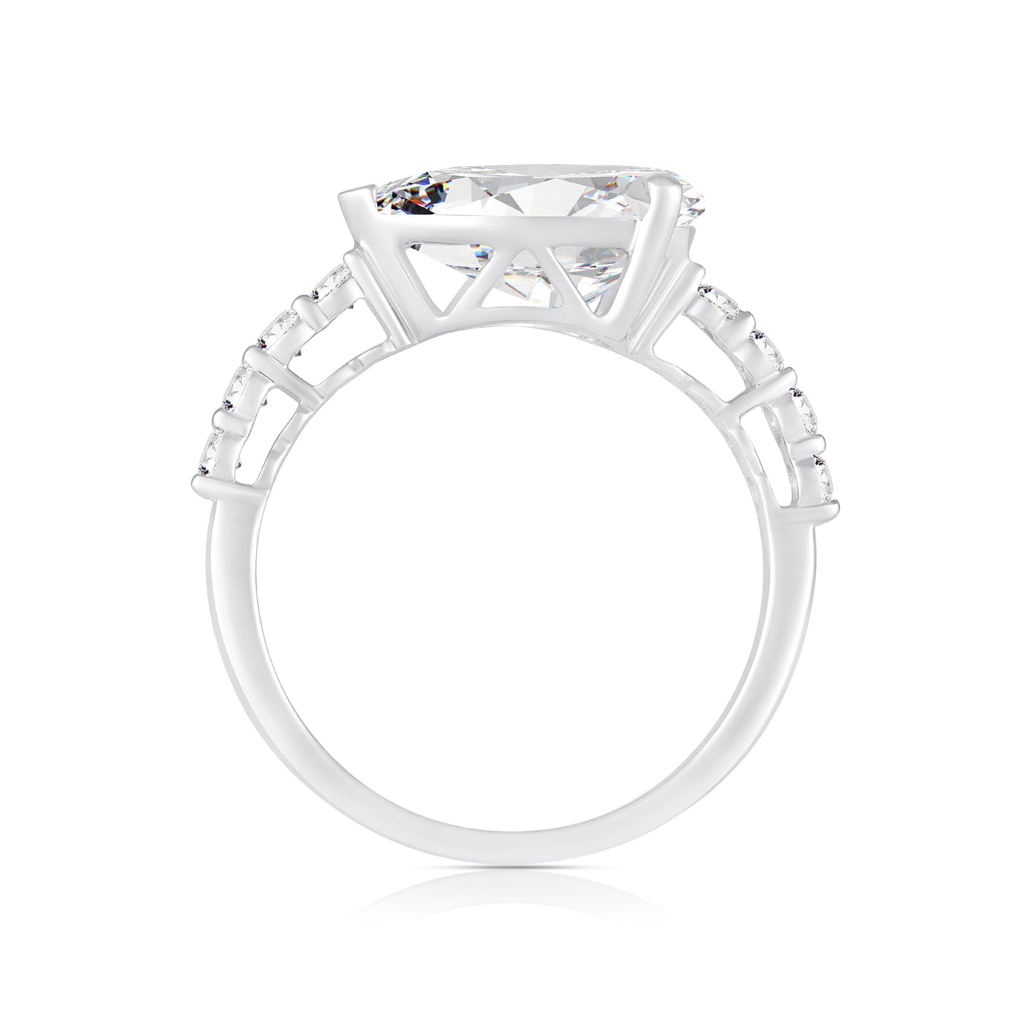 3-1/3ctw Lab Grown Diamond East West Engagement Ring