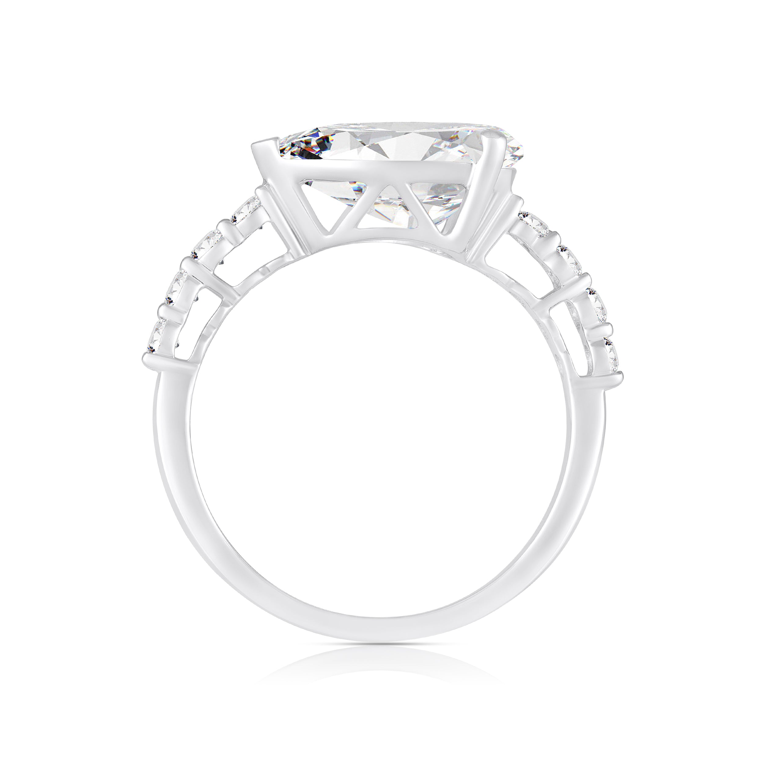 3-1/3ctw Lab Grown Diamond East West Engagement Ring