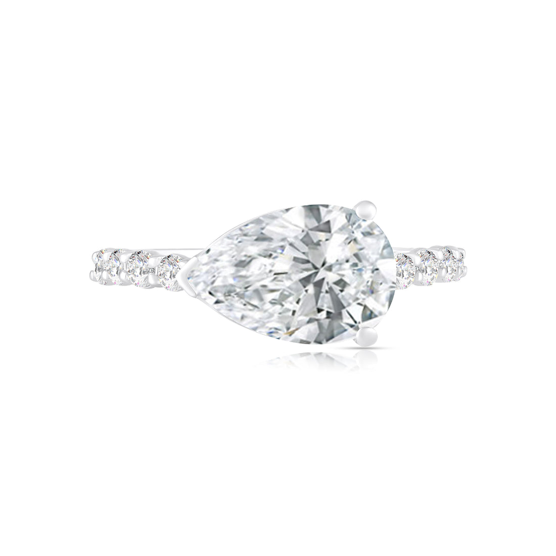 3-1/3ctw Lab Grown Diamond East West Engagement Ring