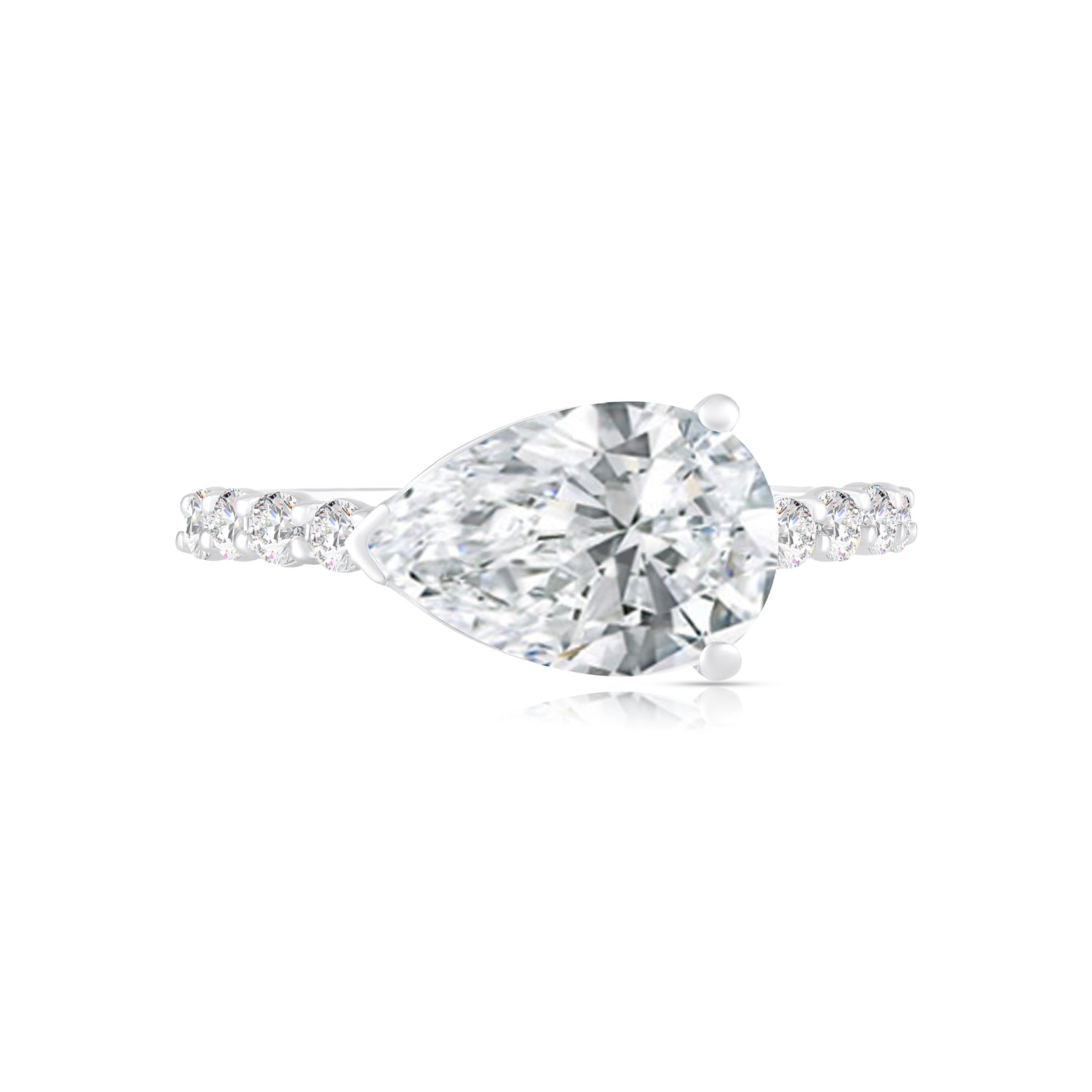 3-1/3ctw Lab Grown Diamond East West Engagement Ring