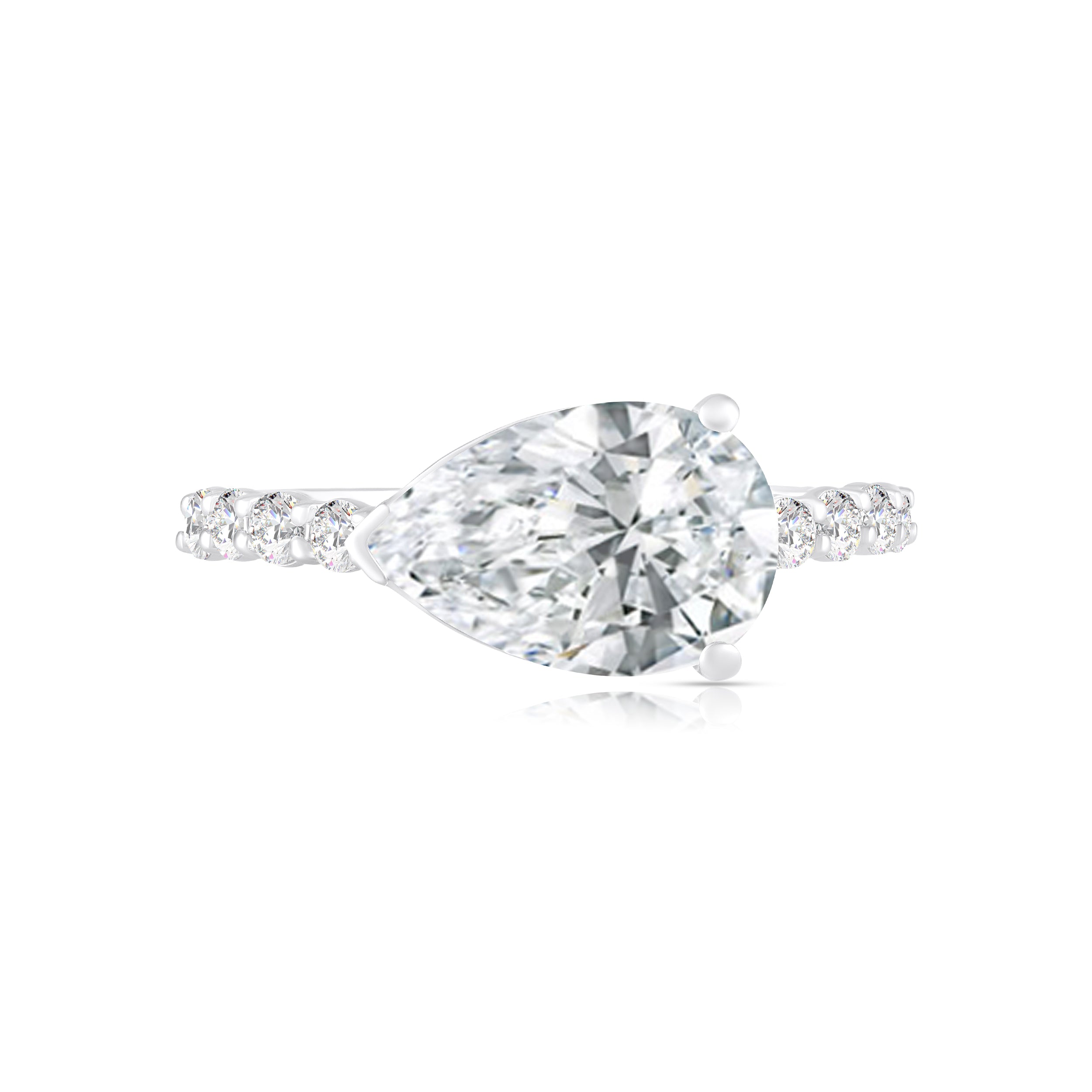 3-1/3ctw Lab Grown Diamond East West Engagement Ring