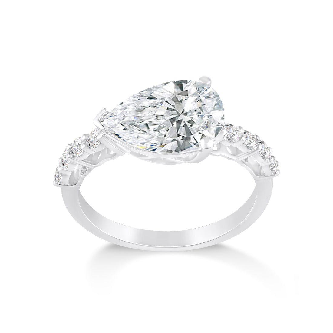 3-1/3ctw Lab Grown Diamond East West Engagement Ring