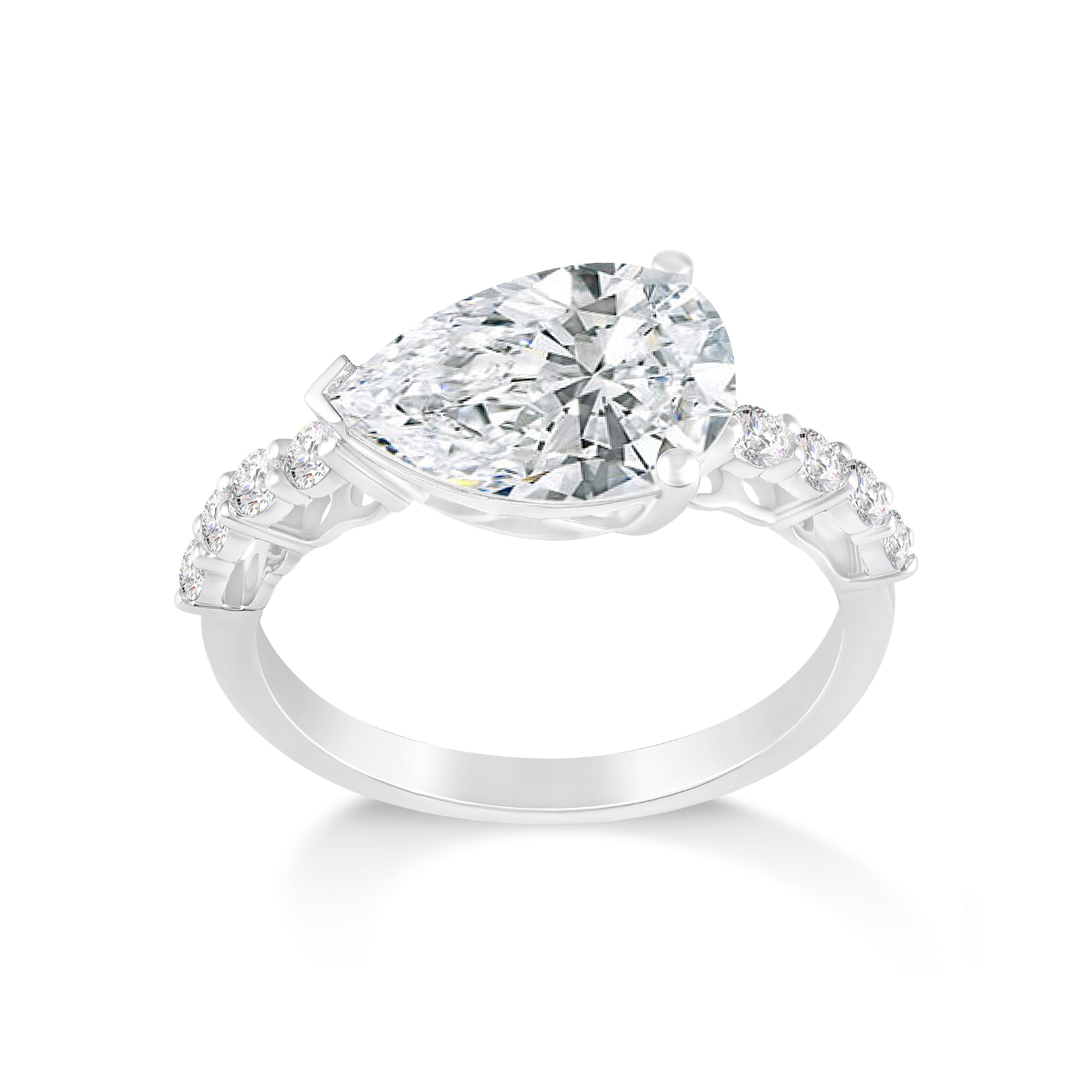 3-1/3ctw Lab Grown Diamond East West Engagement Ring