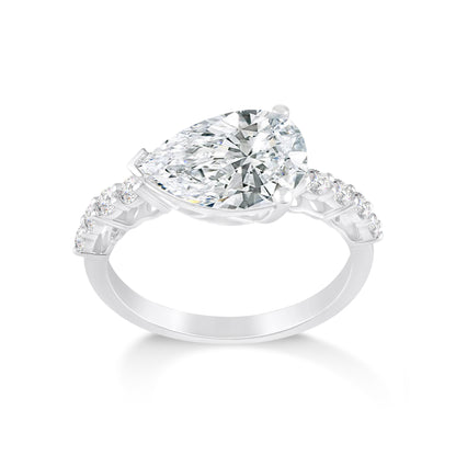 3-1/3ctw Lab Grown Diamond East West Engagement Ring
