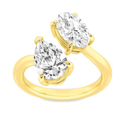 3.1ctw Certified Lab Grown Diamond Toi et Moi Engagement Ring