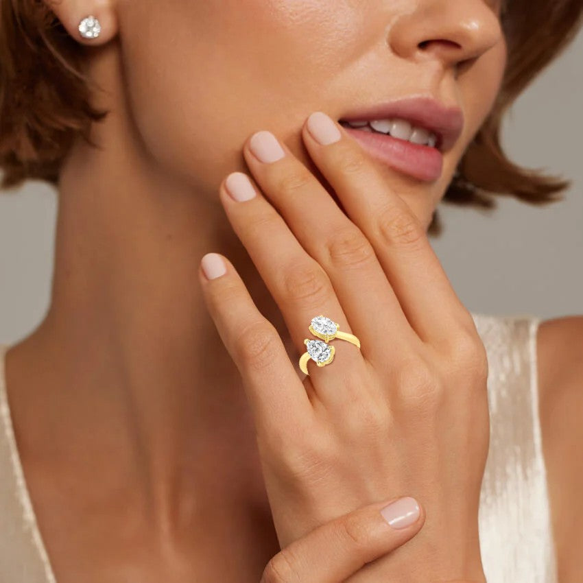 3.1ctw Certified Lab Grown Diamond Toi et Moi Engagement Ring