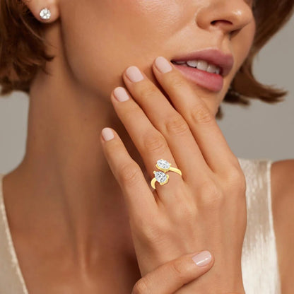 3.1ctw Certified Lab Grown Diamond Toi et Moi Engagement Ring