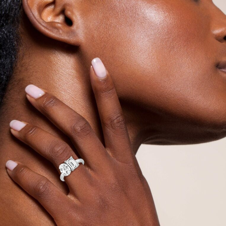 3ctw Certified Lab Grown Diamond Toi et Moi Engagement Ring