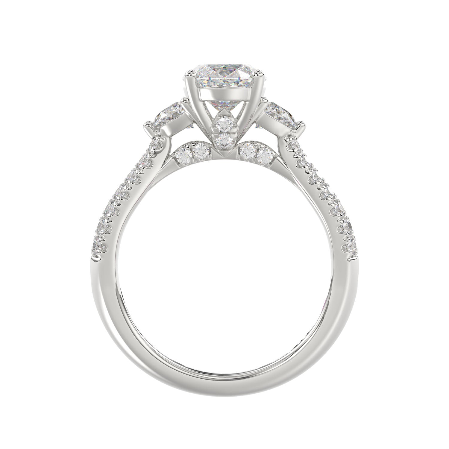 3ctw Certified Elongated Lab Grown Diamond Engagement Ring
