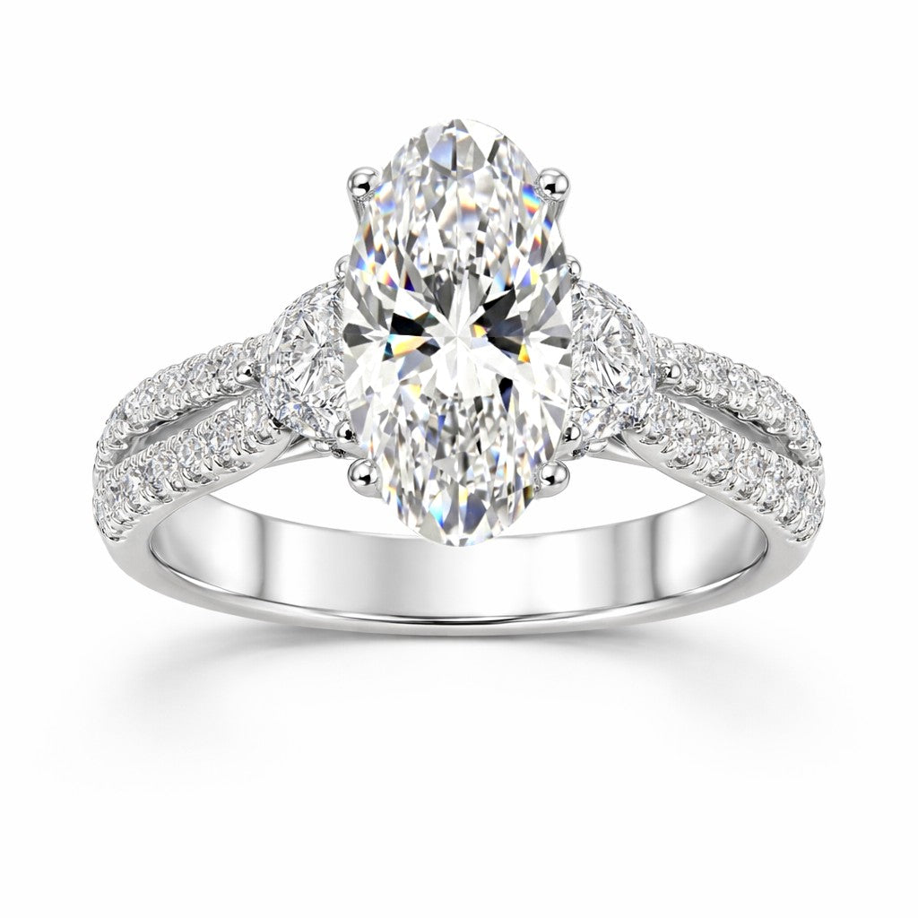 3ctw Certified Elongated Lab Grown Diamond Engagement Ring