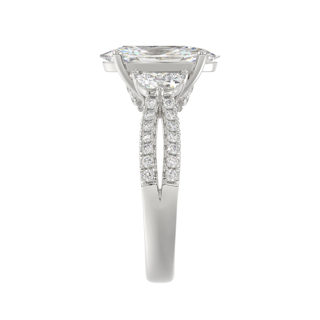 3ctw Certified Elongated Lab Grown Diamond Engagement Ring