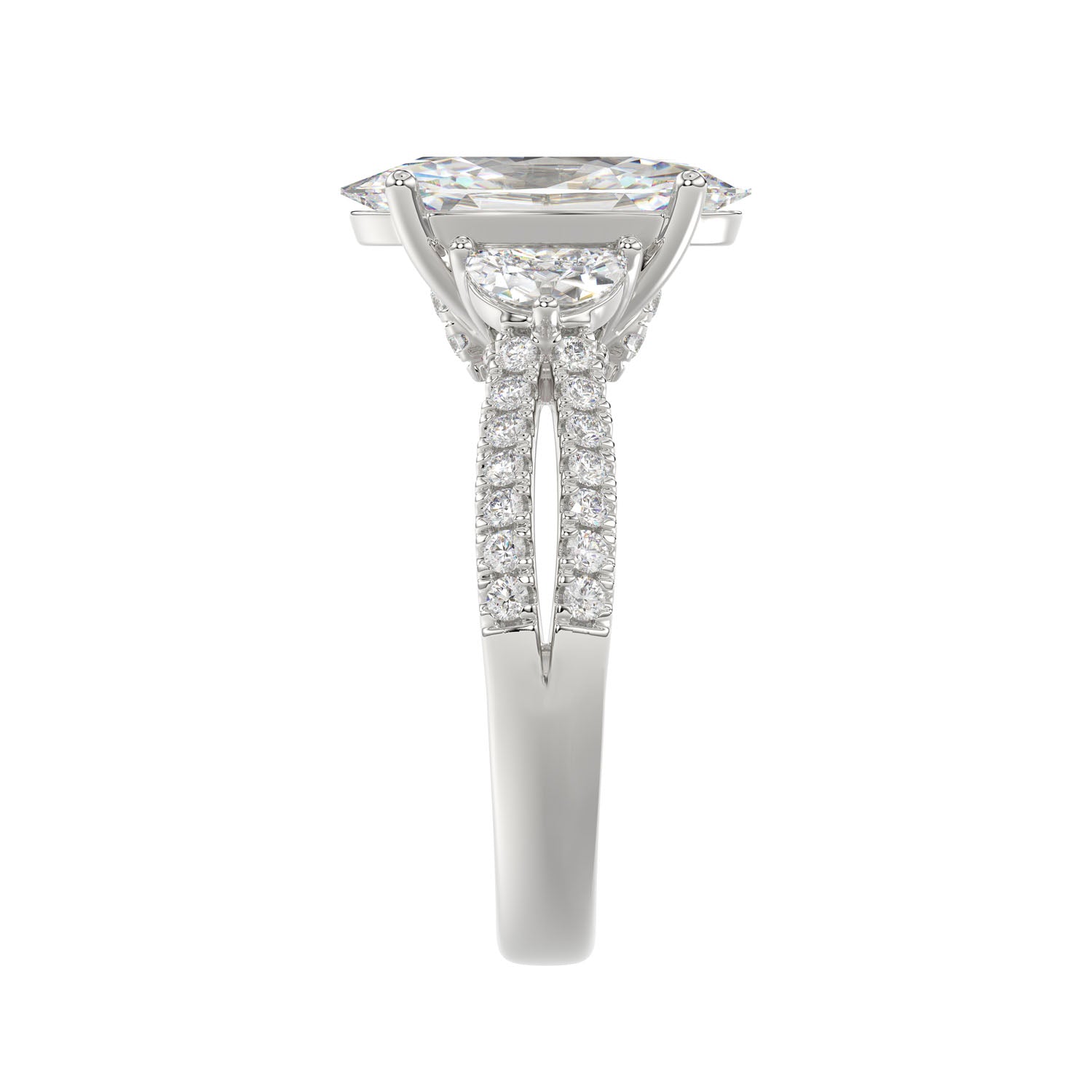 3ctw Certified Elongated Lab Grown Diamond Engagement Ring