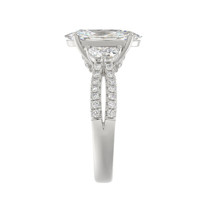 3ctw Certified Elongated Lab Grown Diamond Engagement Ring
